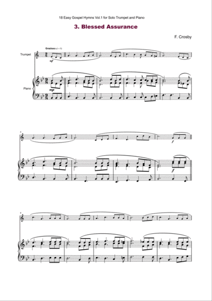 18 Gospel Hymns Vol.1 for Solo Trumpet and Piano Trumpet Solo scores gallery preview page 5