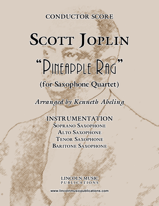 Book cover for Joplin - “Pineapple Rag” (for Saxophone Quartet SATB)