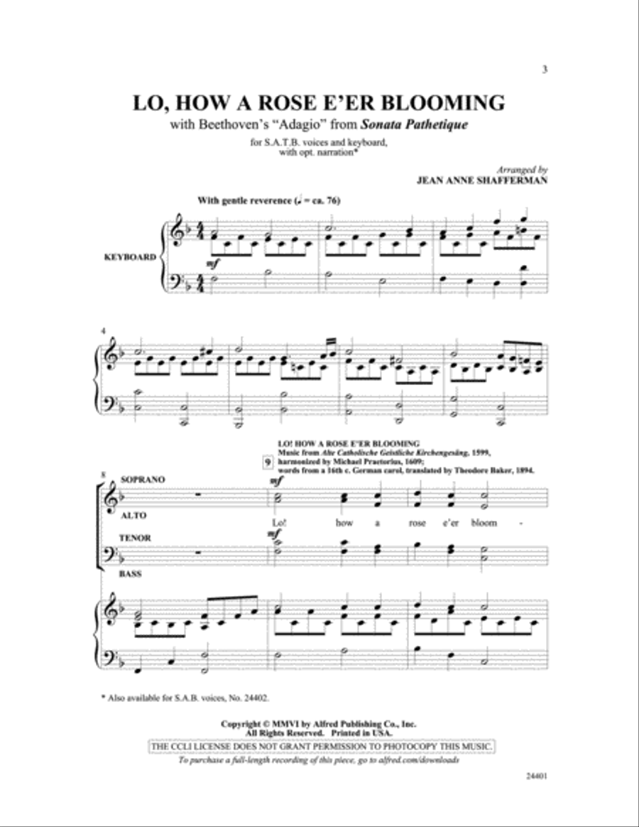 Lo, How a Rose E'er Blooming 4-Part scores gallery preview page 2