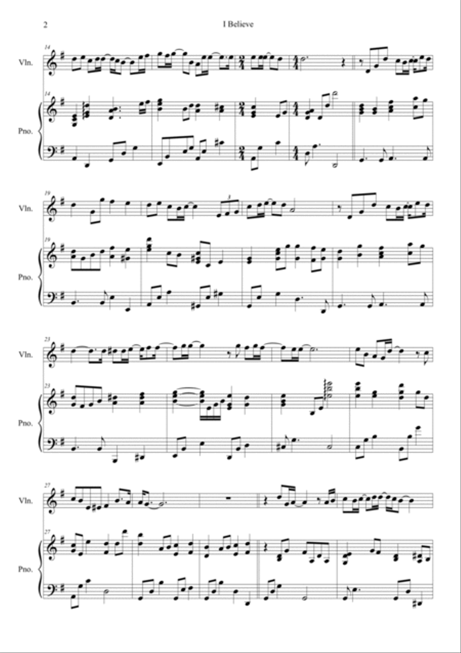 I Believe I Believe Violin Solo scores gallery preview page 2