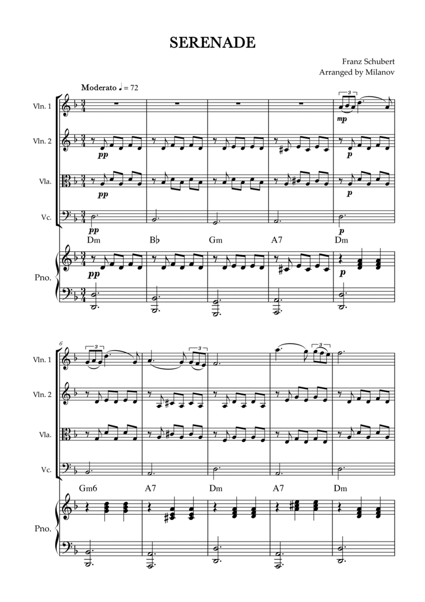Serenade | Schubert | String Quartet | Piano | Chords image number null
