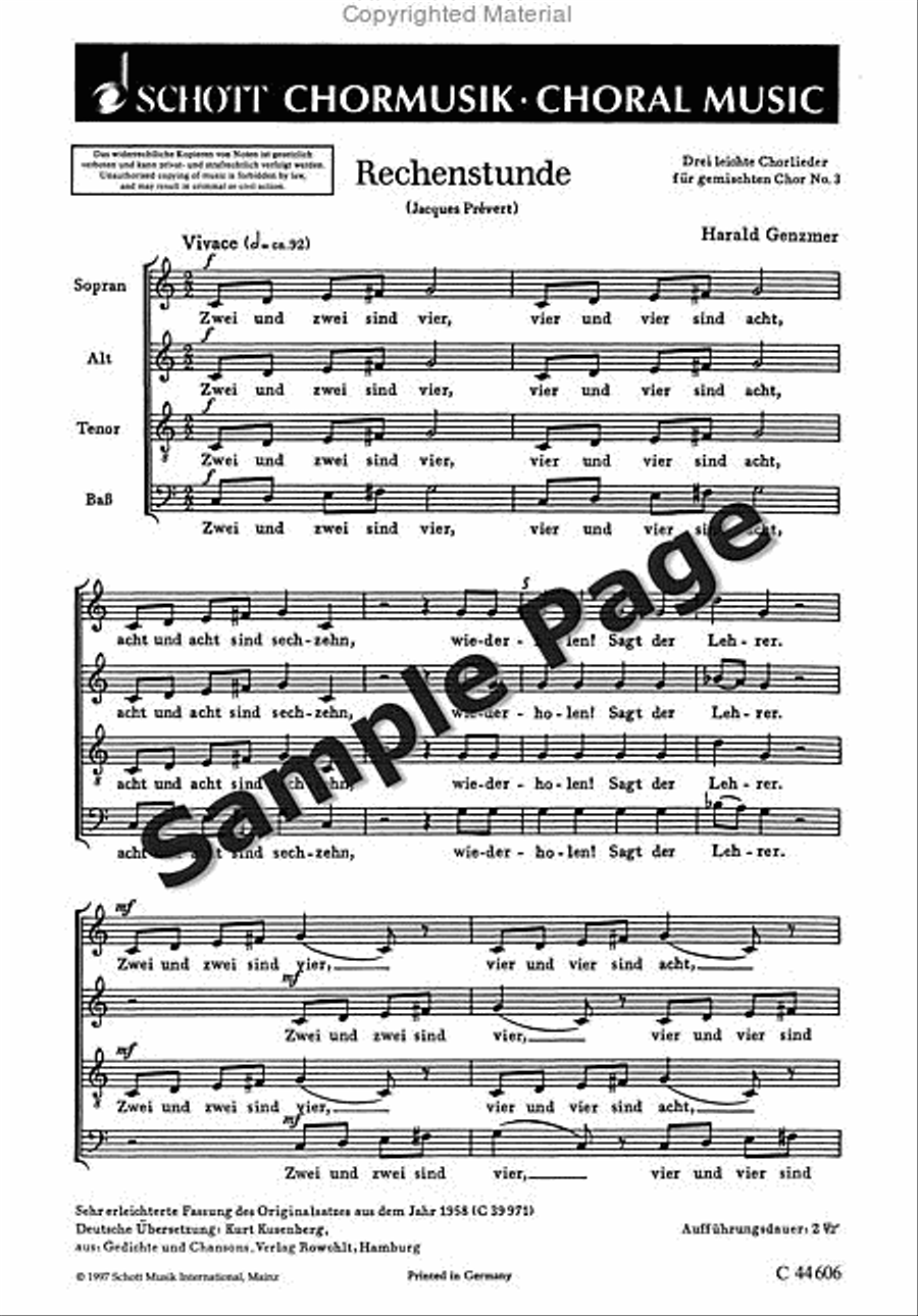 Arithmetic Song 4-Part scores gallery preview page 2