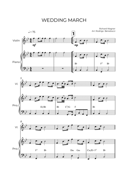 WEDDING MARCH - RICHARD WAGNER – VIOLIN & PIANO image number null