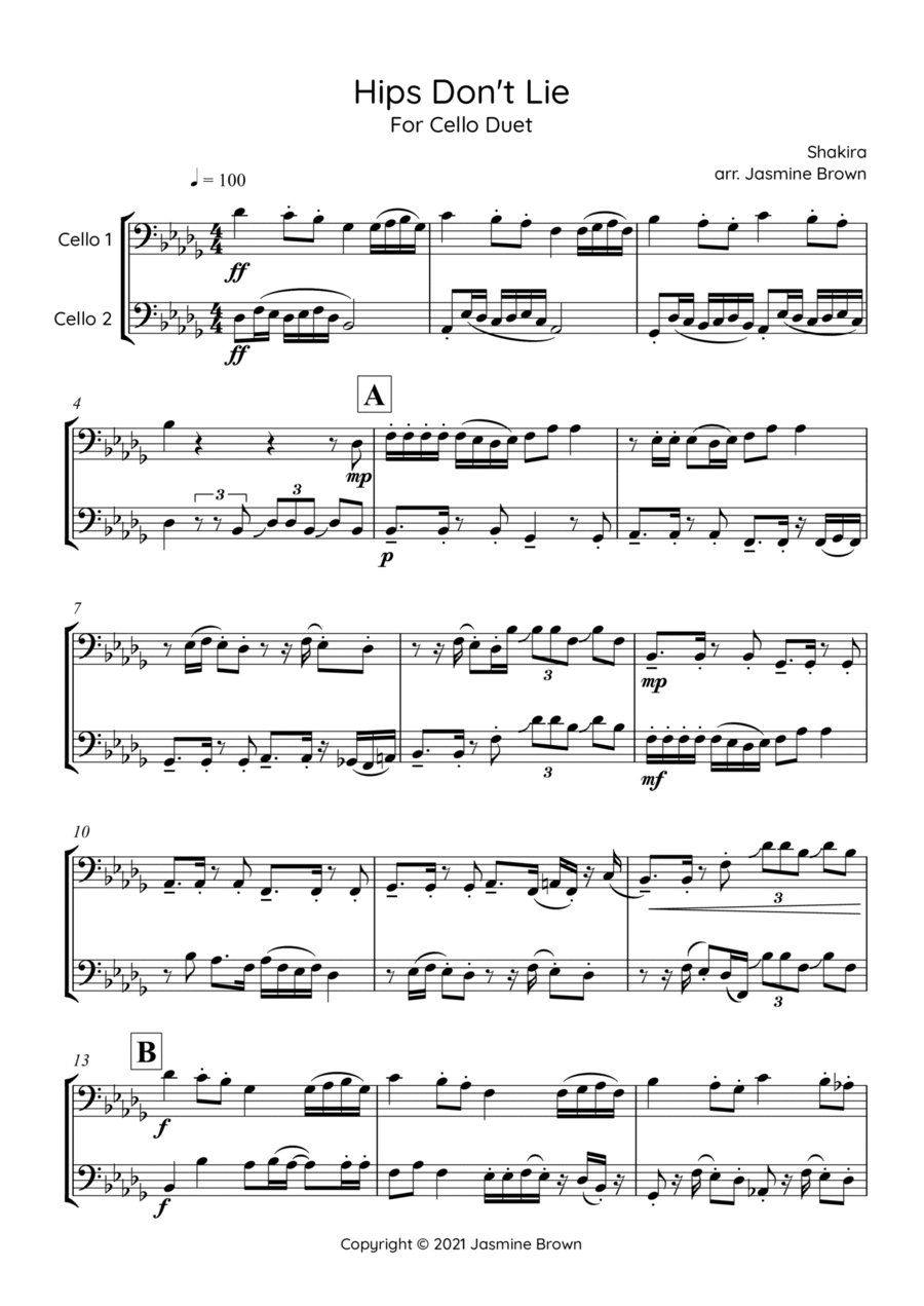 Hips Don't Lie String Duet scores gallery preview page 1