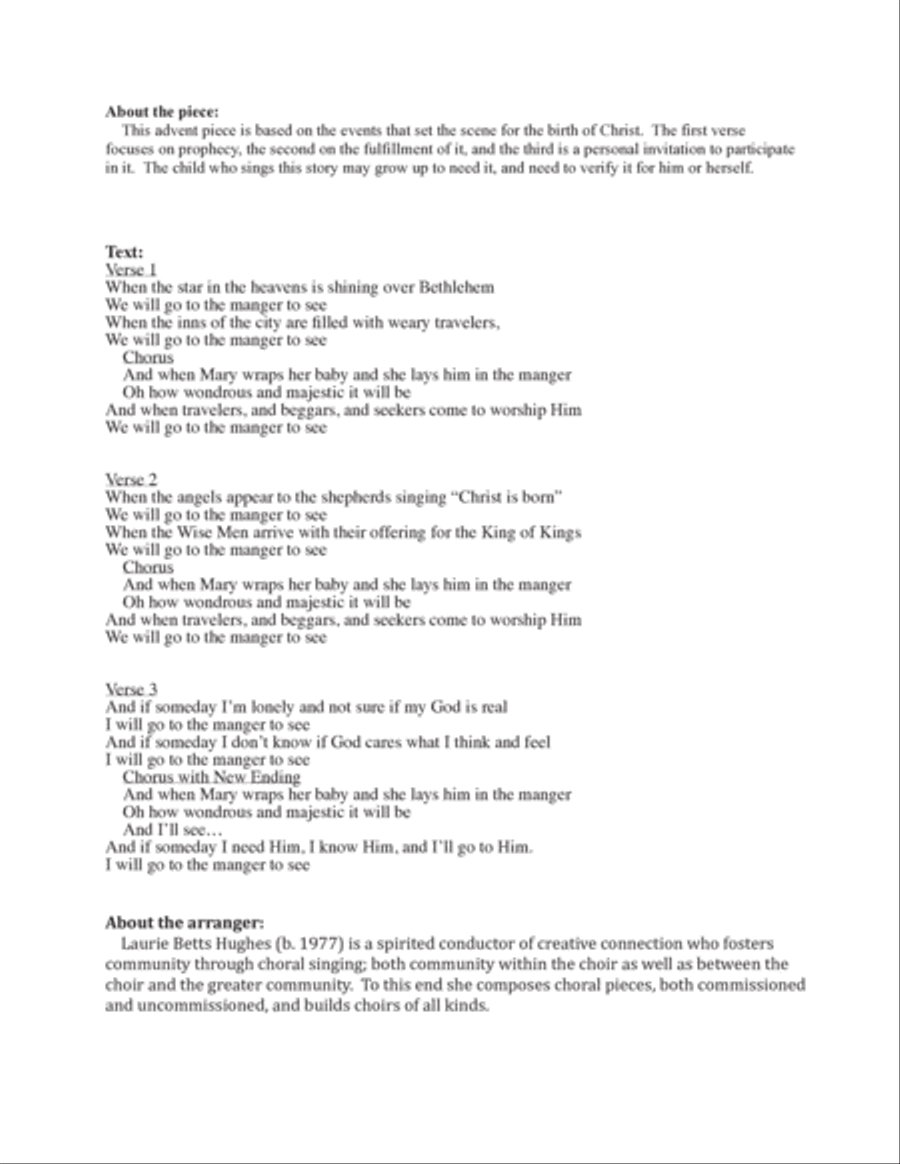 To the Manger [Unison] Unison Choir scores gallery preview page 2
