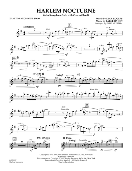 Harlem Nocturne (Alto Sax Solo with Band) - Eb Alto Saxophone Solo by Paul  Murtha - Concert Band - Digital Sheet Music