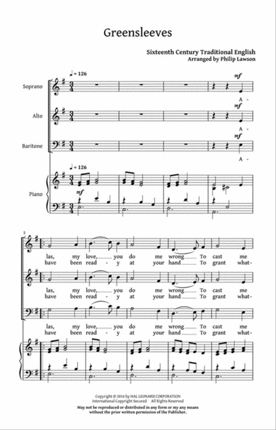 Greensleeves 3-Part scores gallery preview page 2