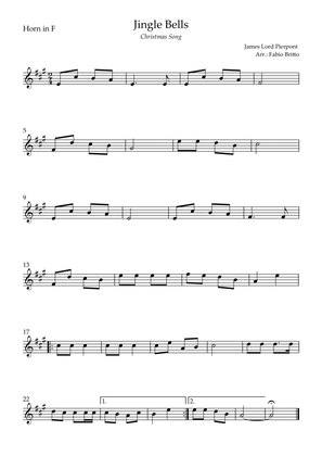 Jingle Bells (Christmas Song) for Horn in F Solo