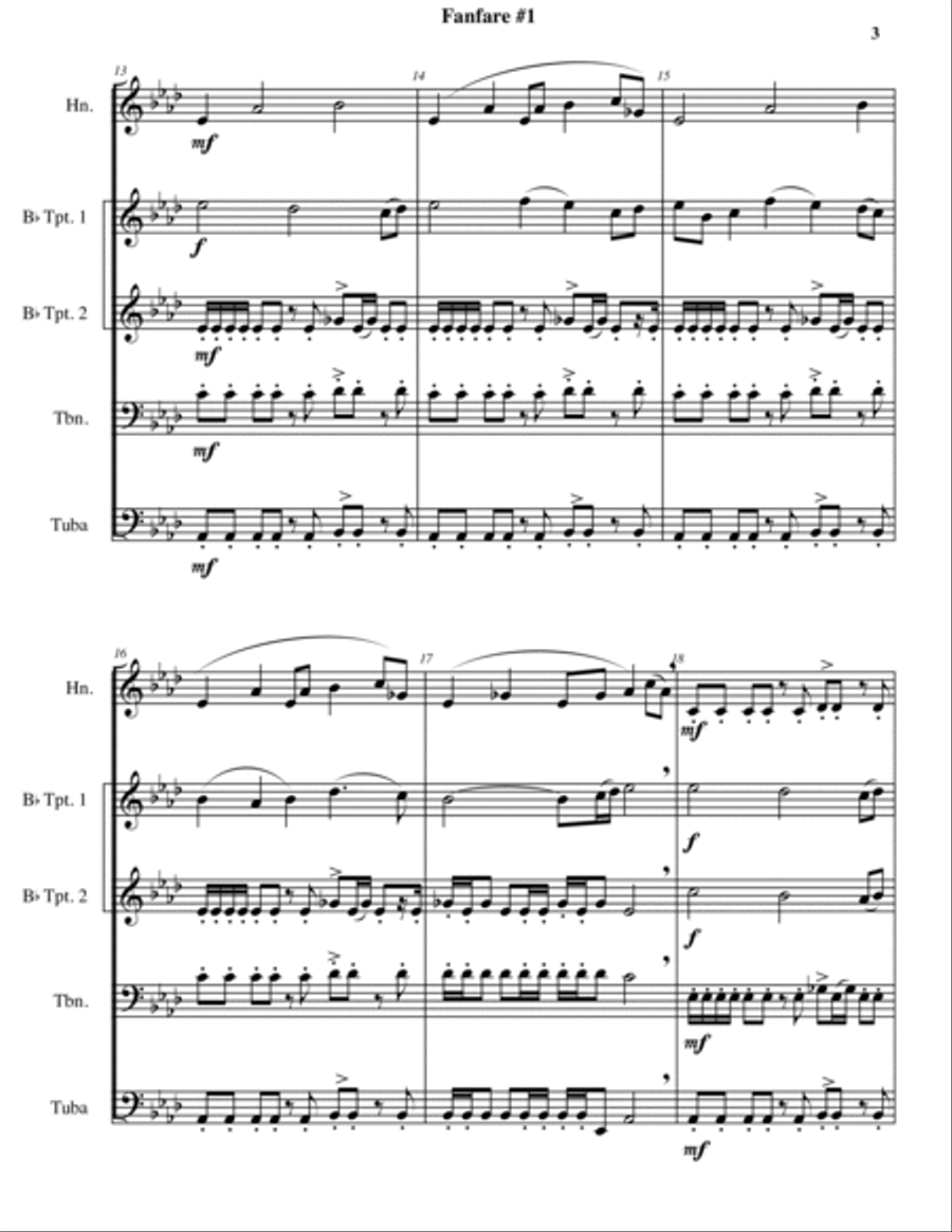 Fanfare #1 Brass Ensemble scores gallery preview page 3