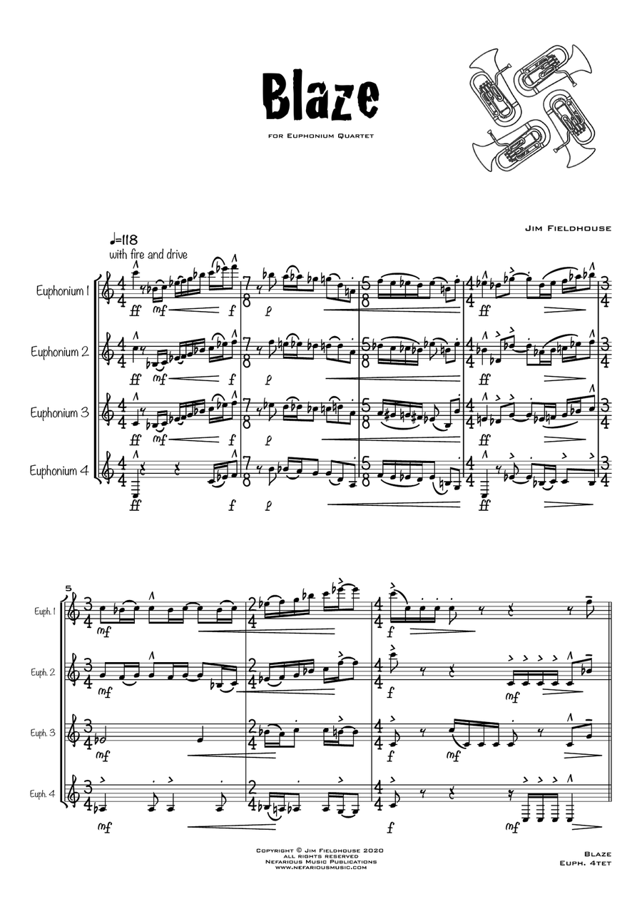 BLAZE - for euphonium quartet Euphonium Quartet scores gallery preview page 3