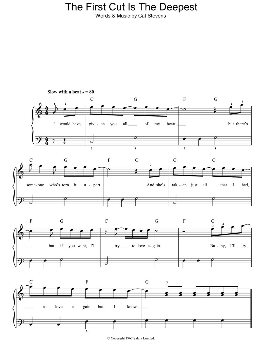 The First Cut Is The Deepest Easy Piano scores gallery preview page 1