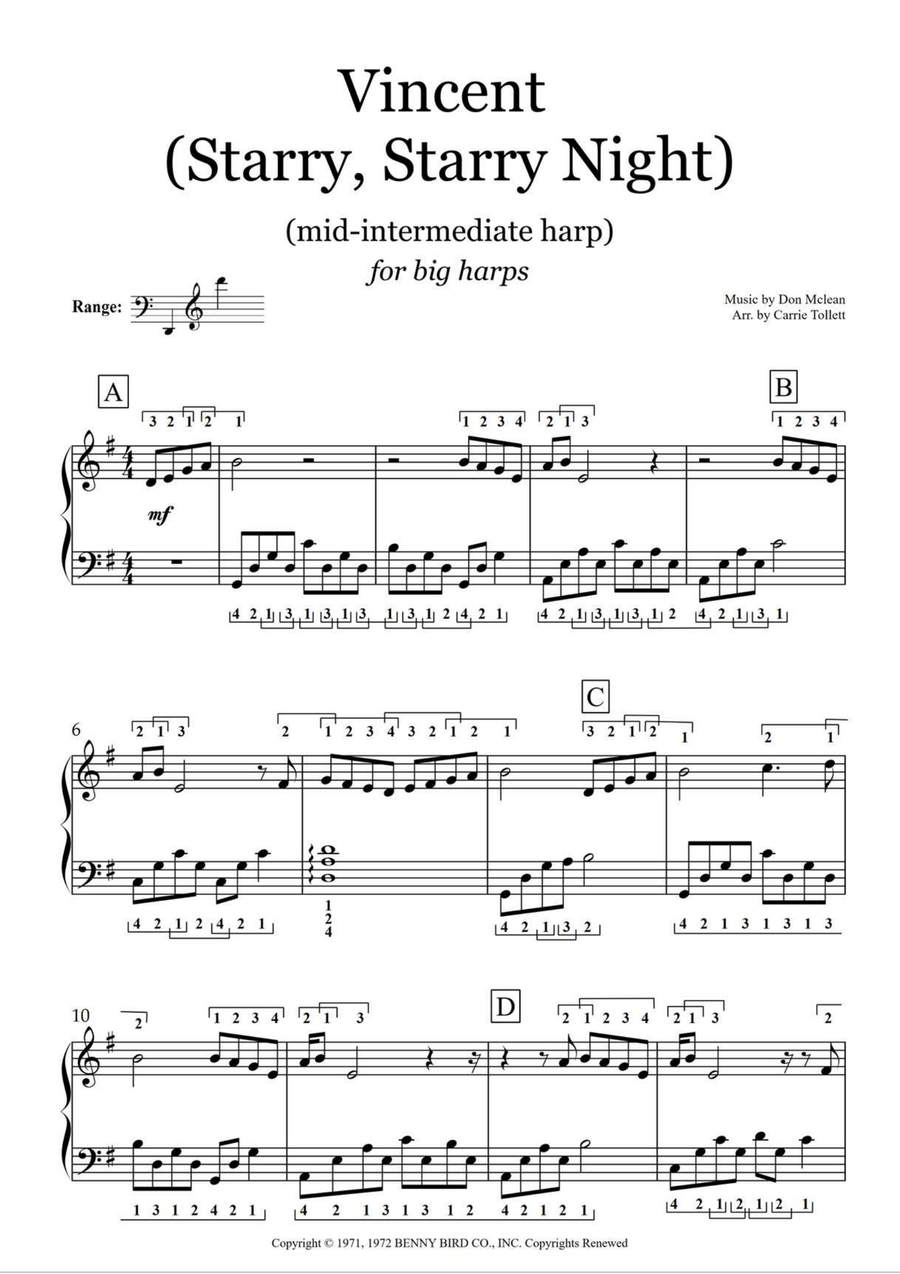 Vincent (starry Starry Night) Harp scores gallery preview page 2