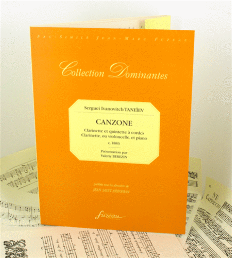 Canzone. For clarinet and strings - for clarinet or cello and piano. C. 1883 Clarinet scores gallery preview page 1