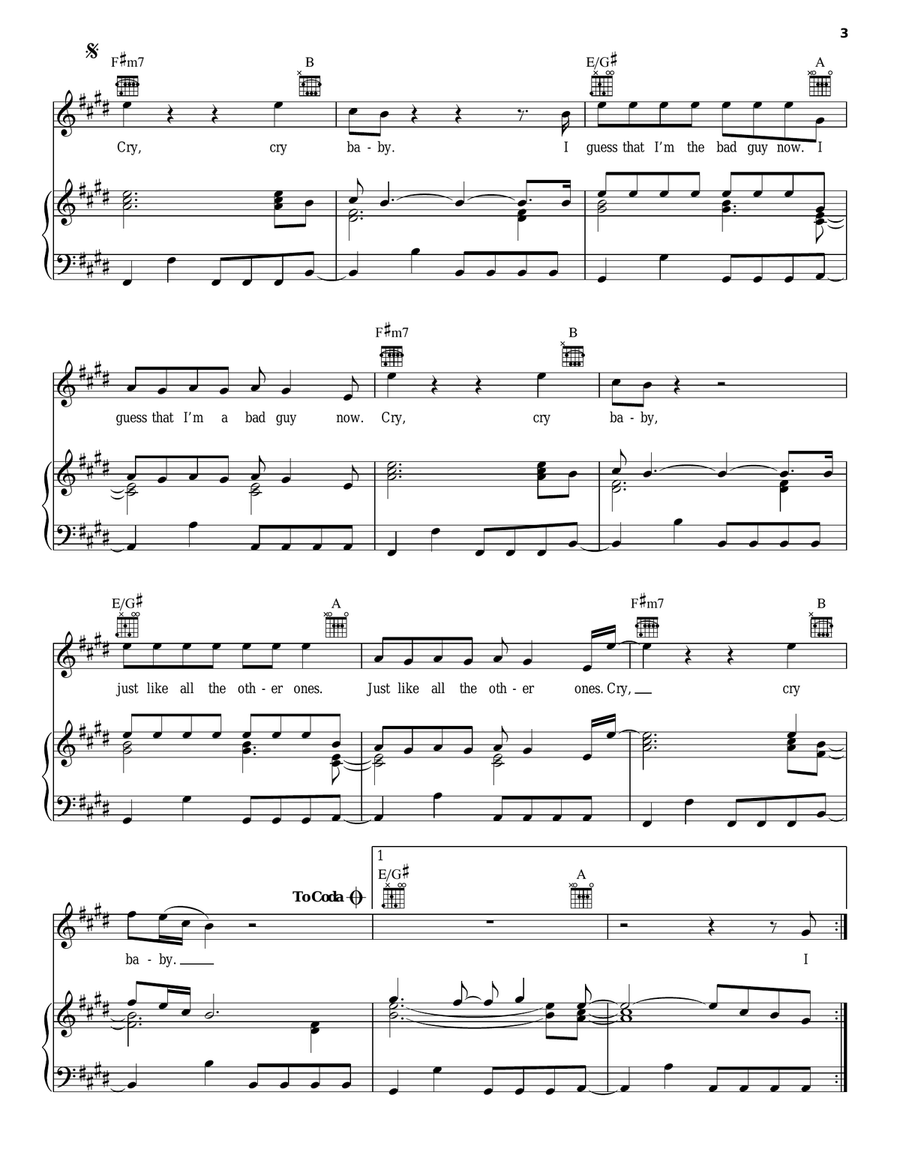 Cry Baby Piano, Vocal, Guitar scores gallery preview page 3