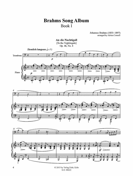 Brahms Song Album I (für Posaune und Klavier)