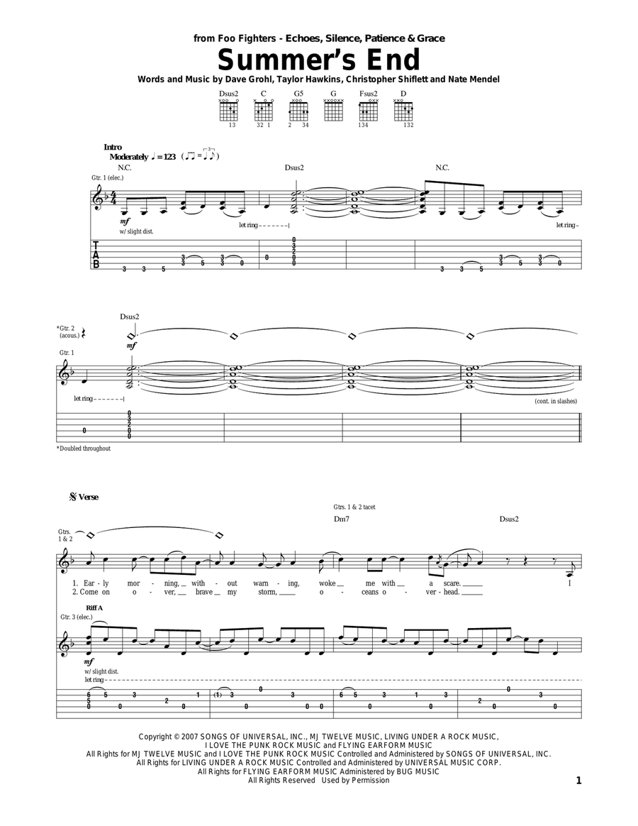 Summer's End Acoustic Guitar scores gallery preview page 1