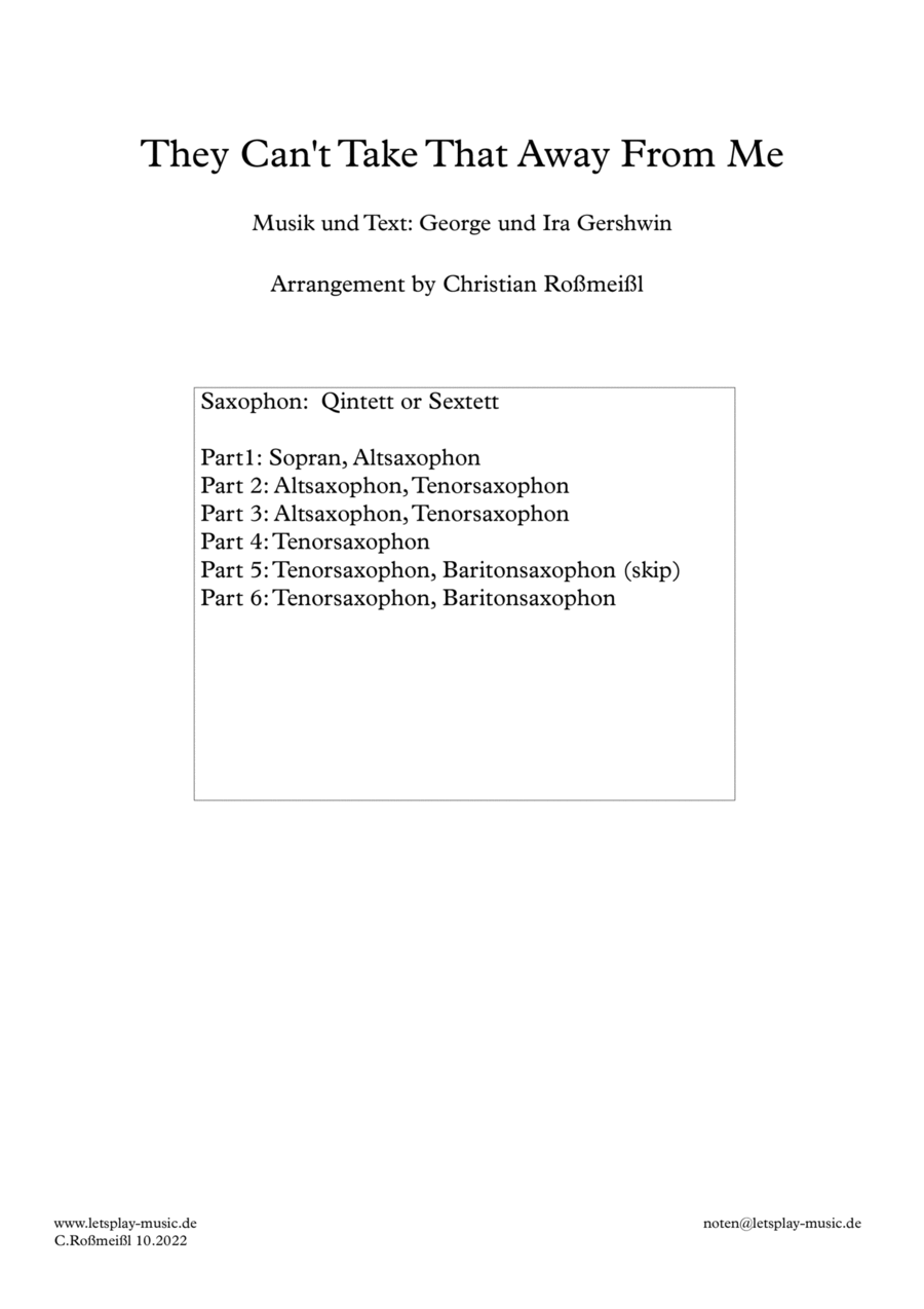 They Can't Take That Away From Me Woodwind Quintet scores gallery preview page 1
