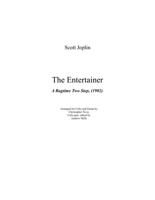 Book cover for The Entertainer, A Ragtime Two Step, for cello and guitar