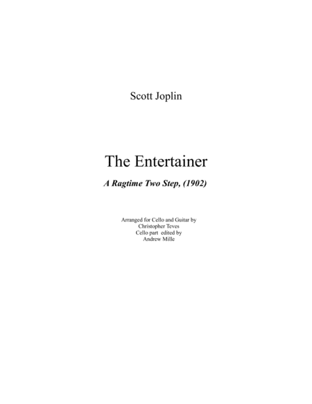 The Entertainer, A Ragtime Two Step, for cello and guitar image number null