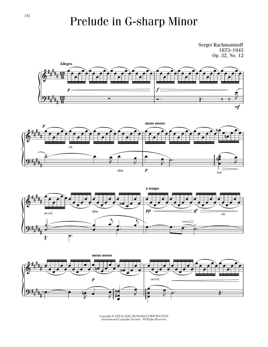 Prelude In G-Sharp Minor, Op. 32, No. 12 Piano Solo scores gallery preview page 1