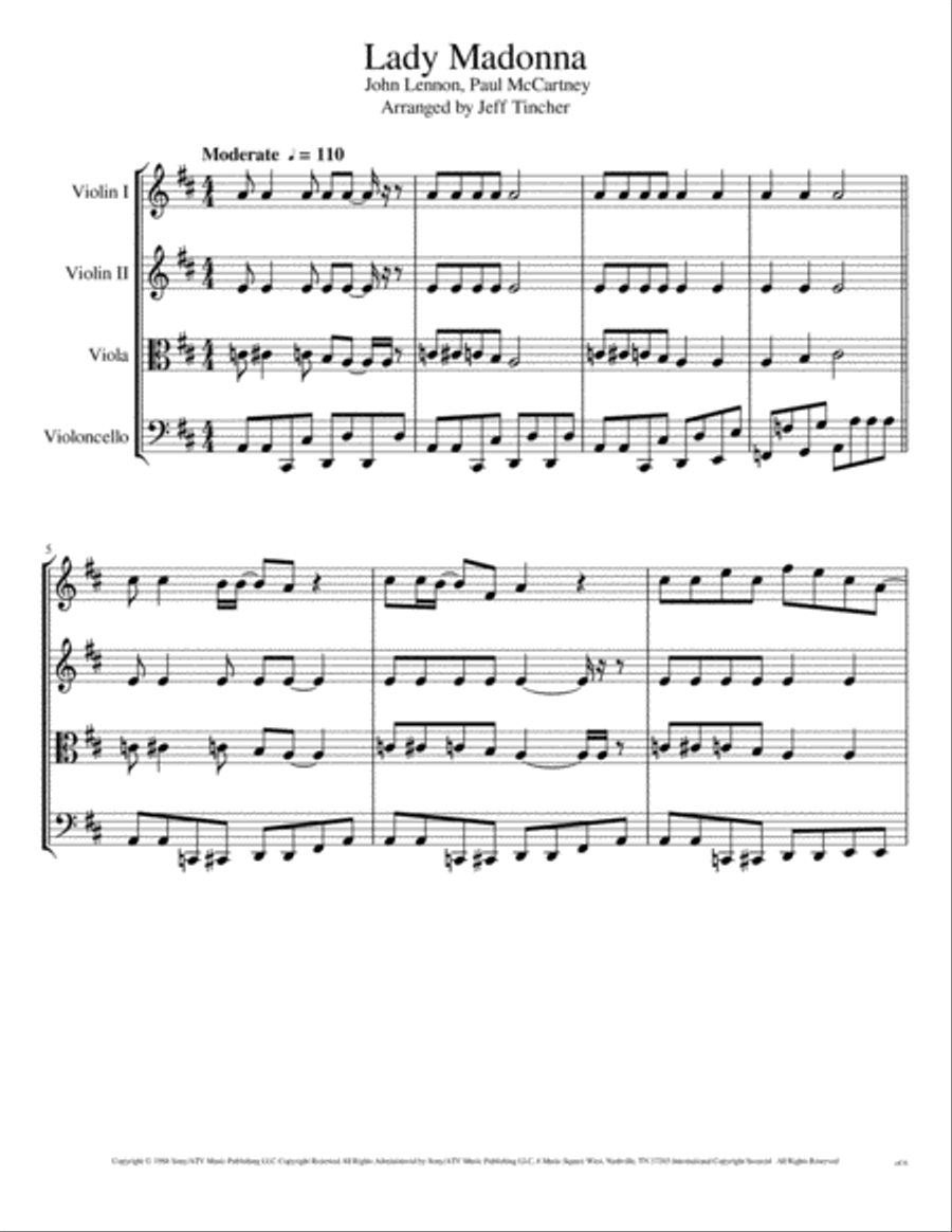 Lady Madonna String Quartet scores gallery preview page 2