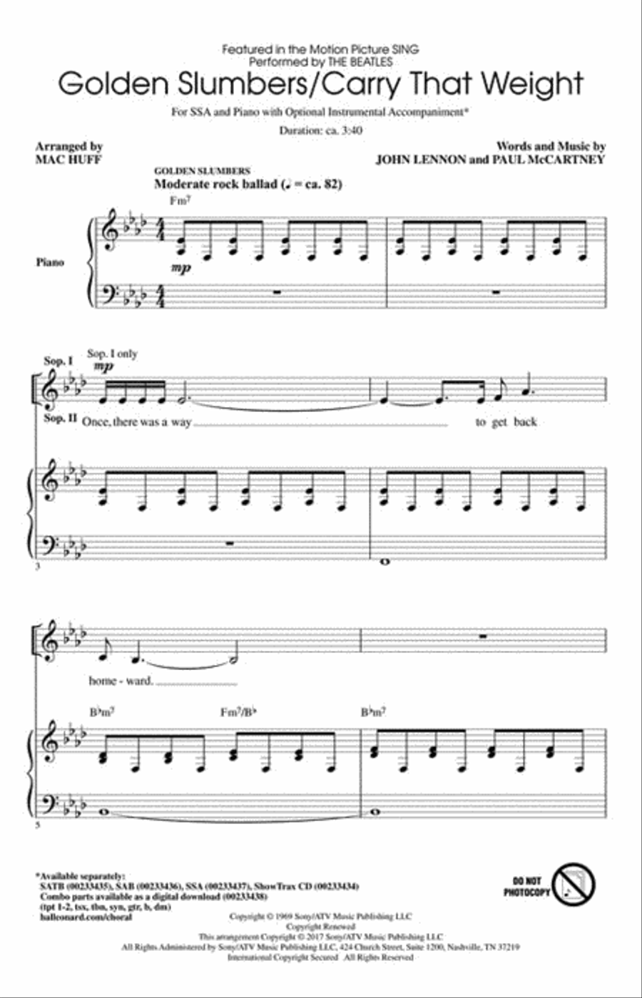 Golden Slumbers/Carry That Weight SSA scores gallery preview page 2