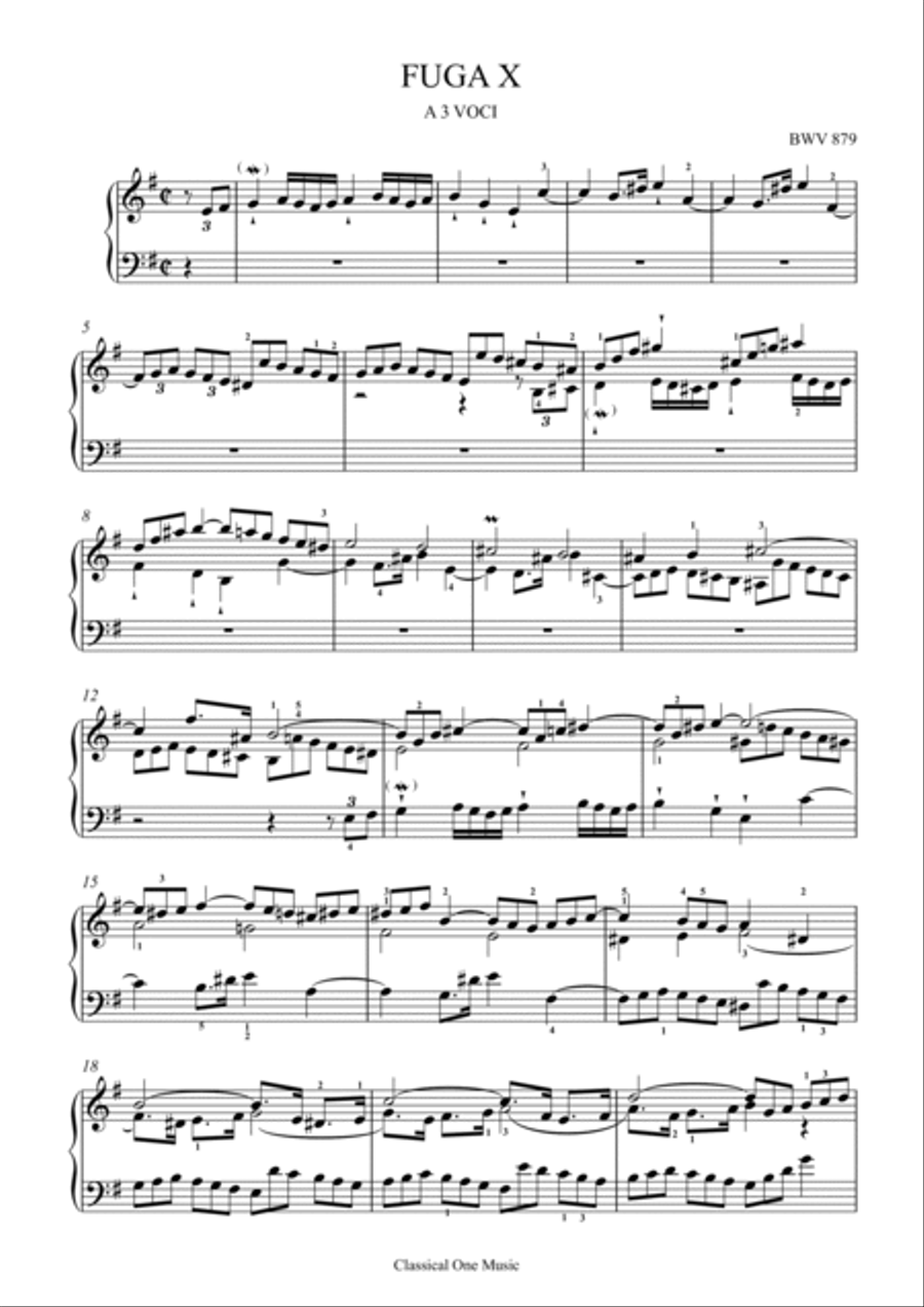 Bach-Fugue X in E Minor, BWV 879 Piano Solo scores gallery preview page 2