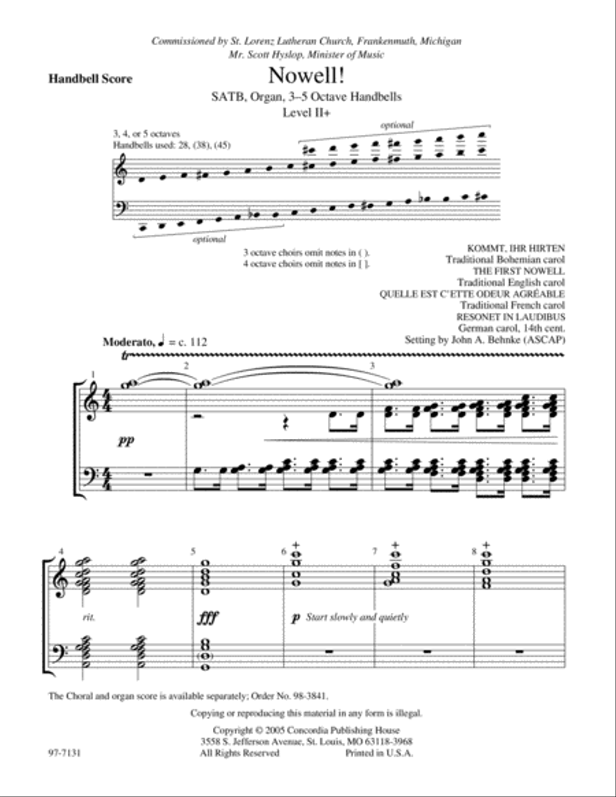 Nowell (Handbell Part) Handbell Choir scores gallery preview page 2
