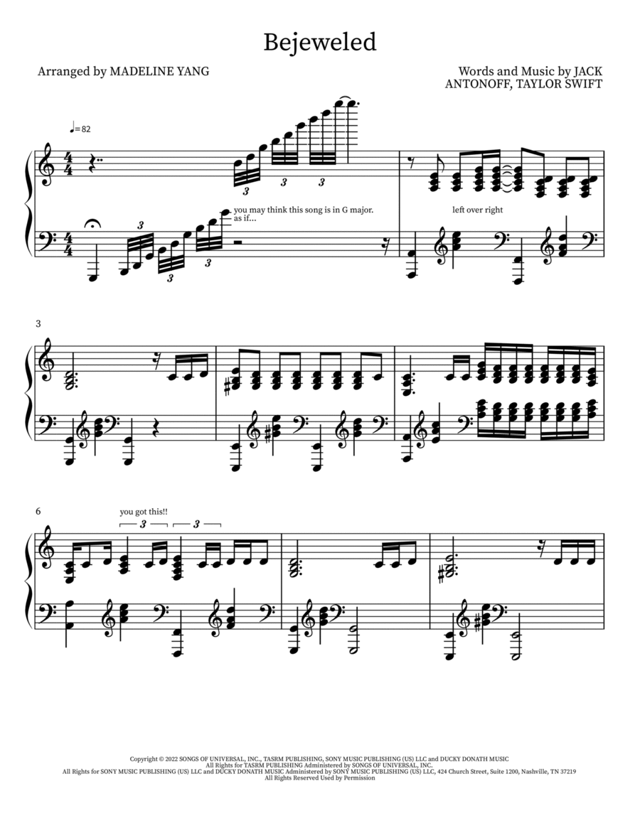 Bejeweled Piano Solo scores gallery preview page 1