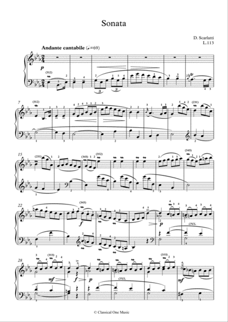 Scarlatti-Sonata in E flat-Major L.113 K.507(piano) Piano Solo scores gallery preview page 2