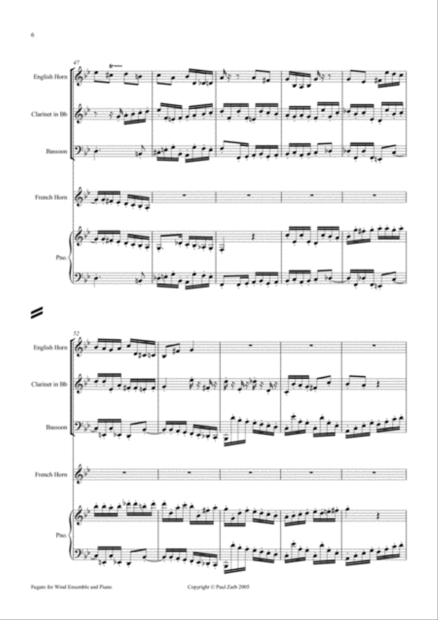 Fugato for Wind Ensemble and Piano Small Ensemble scores gallery preview page 6