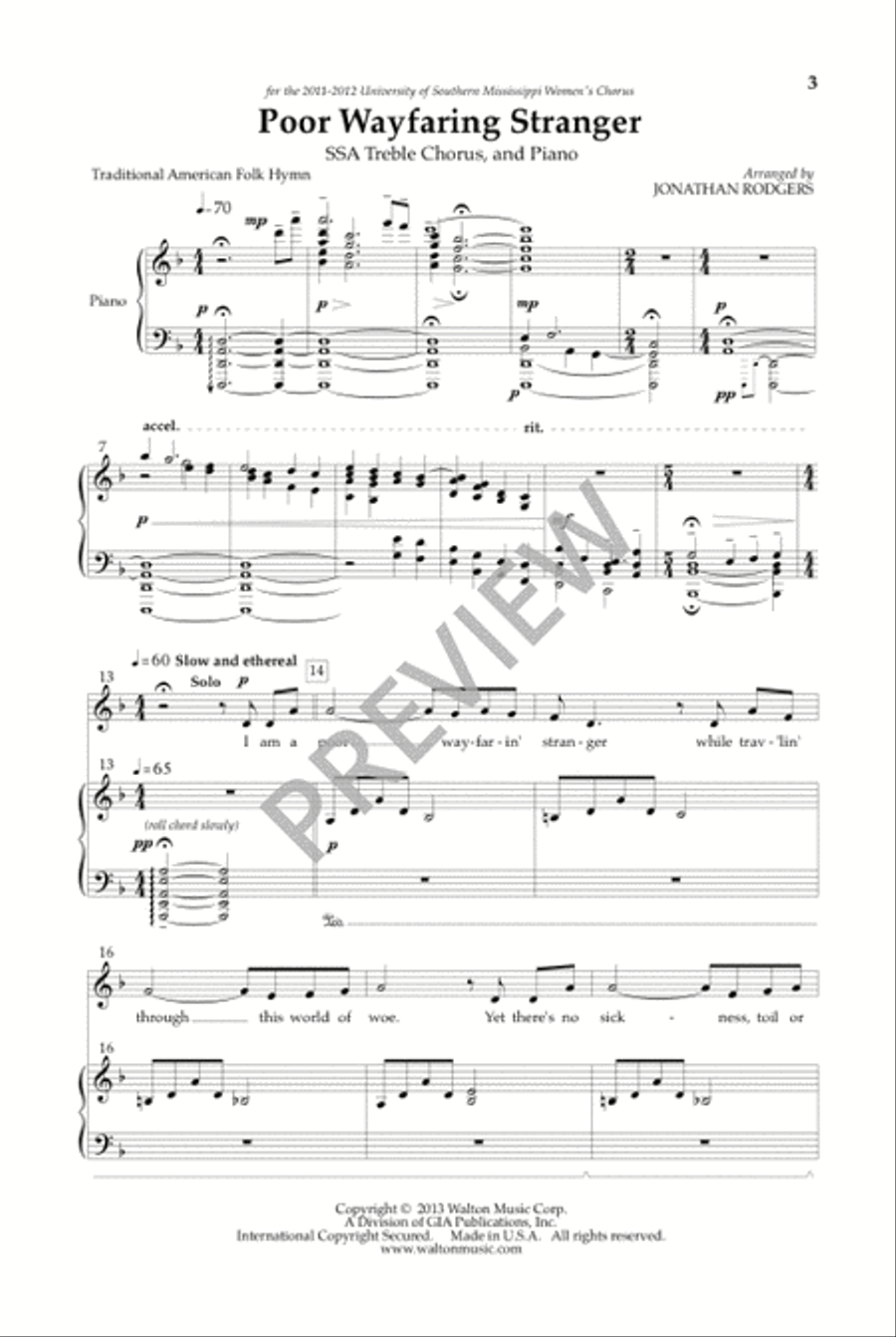 Poor Wayfaring Stranger SSA scores gallery preview page 2