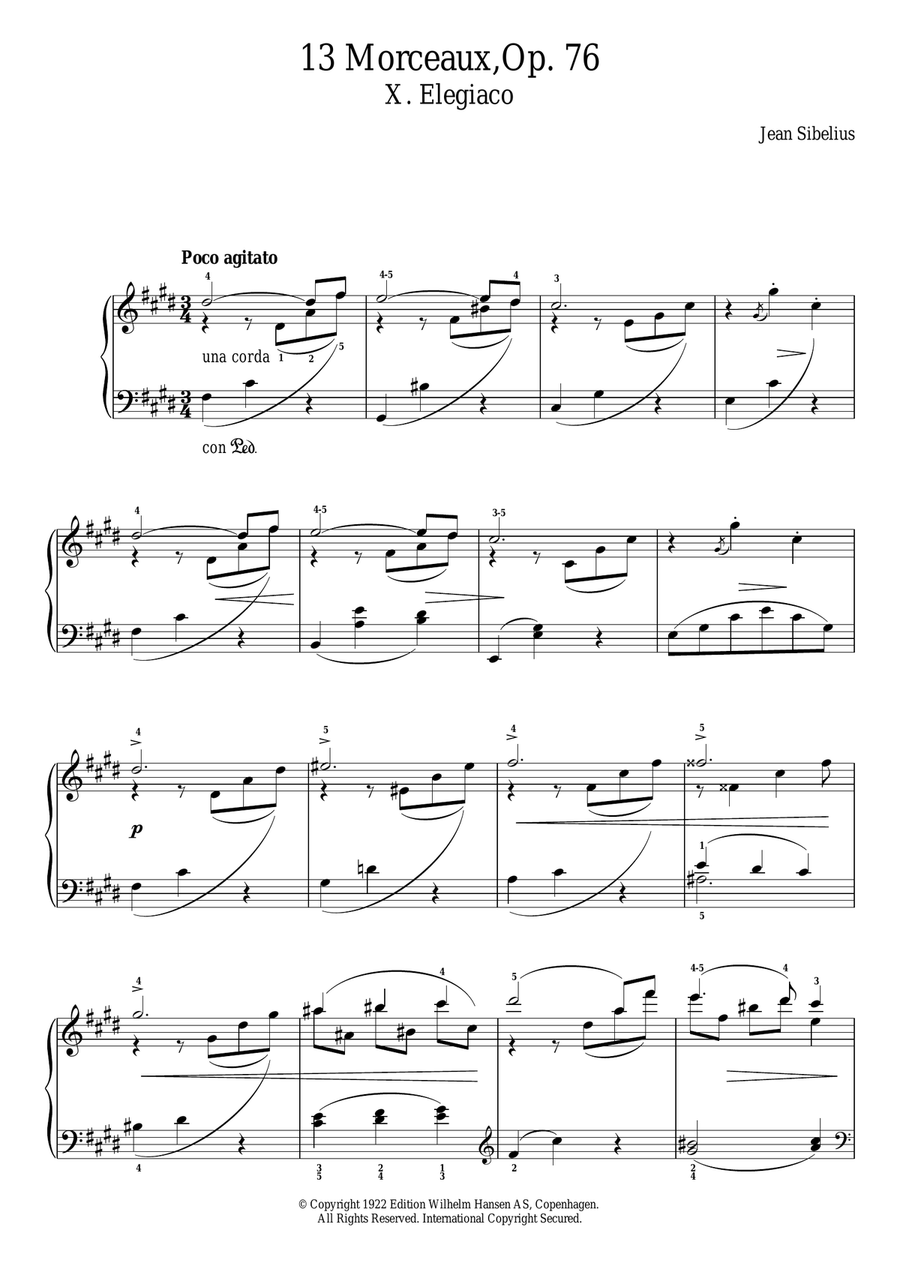 13 Morceaux, Op.76 - X. Elegiaco Piano Solo scores gallery preview page 1
