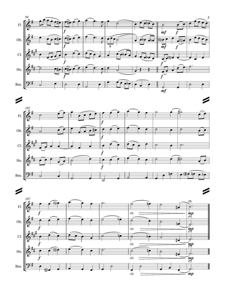Silver Bells Woodwind Quintet scores gallery preview page 6