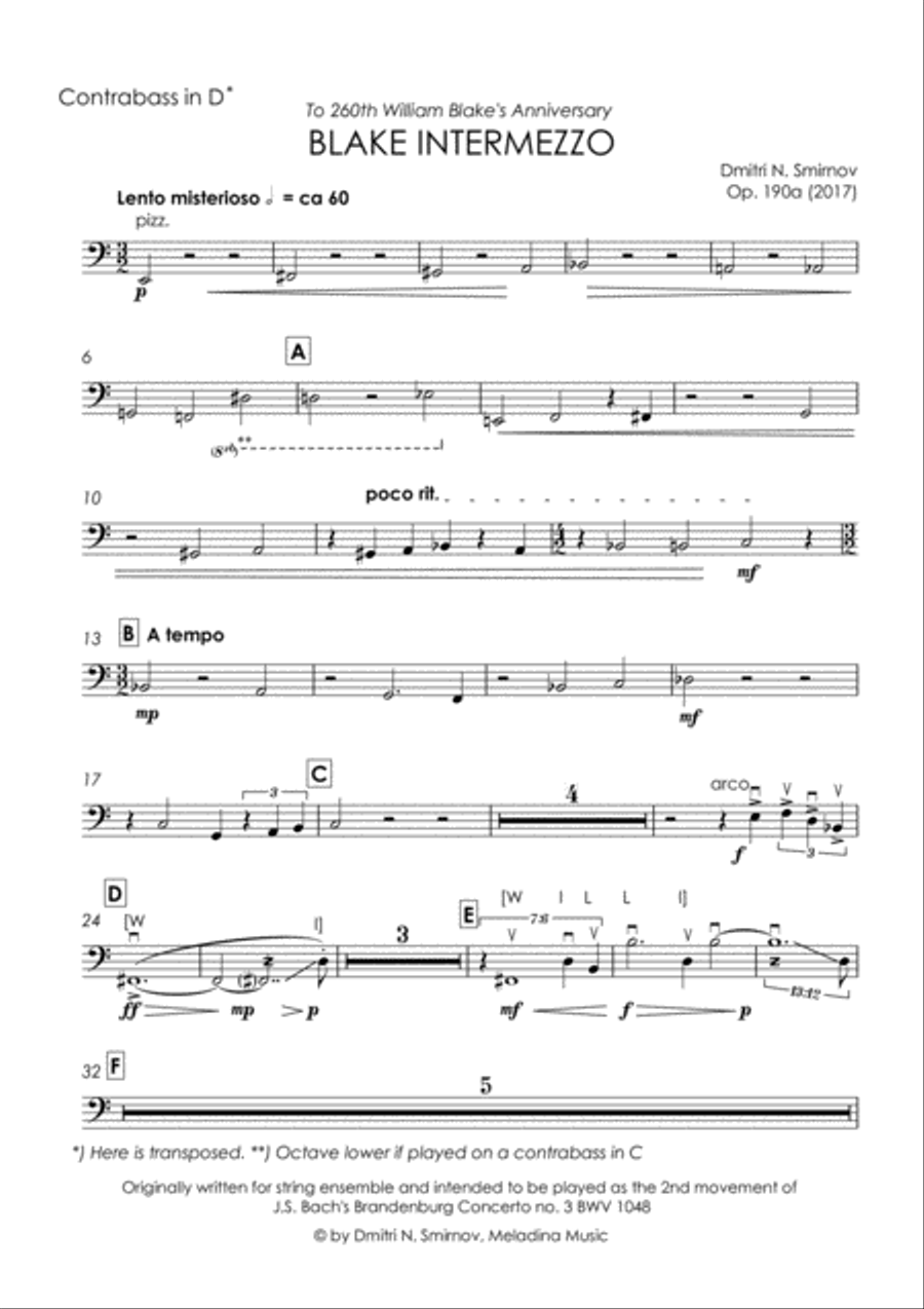 Blake Intermezzo for double bass and piano Double Bass scores gallery preview page 6