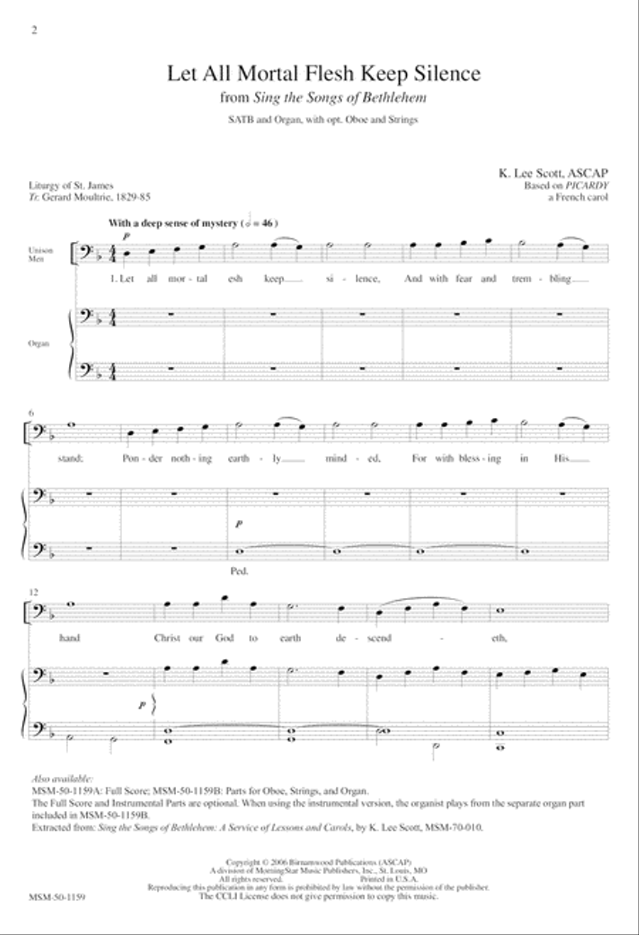 Let All Mortal Flesh Keep Silence from Sing the Songs of Bethlehem 4-Part scores gallery preview page 2