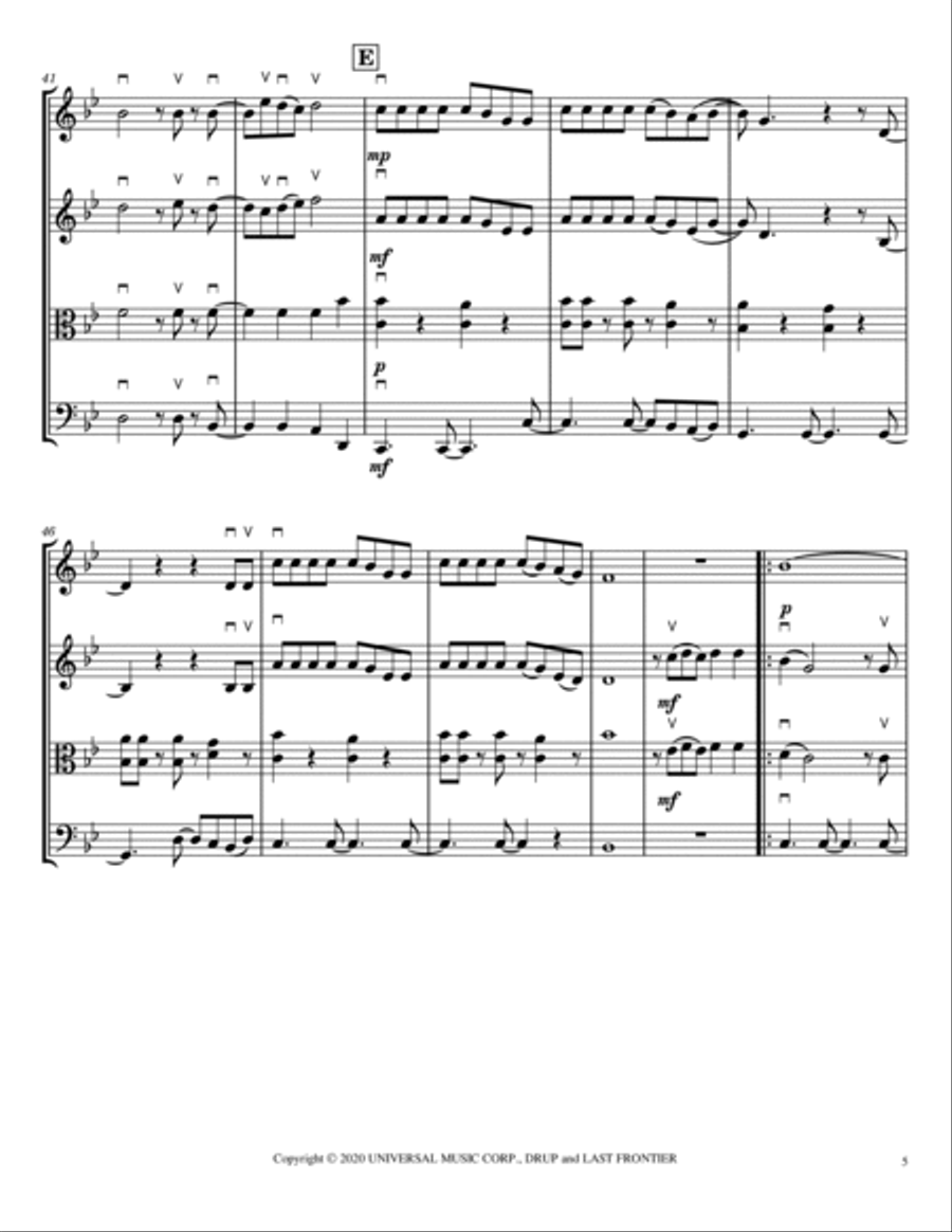 Billie Bossa Nova String Quartet scores gallery preview page 5