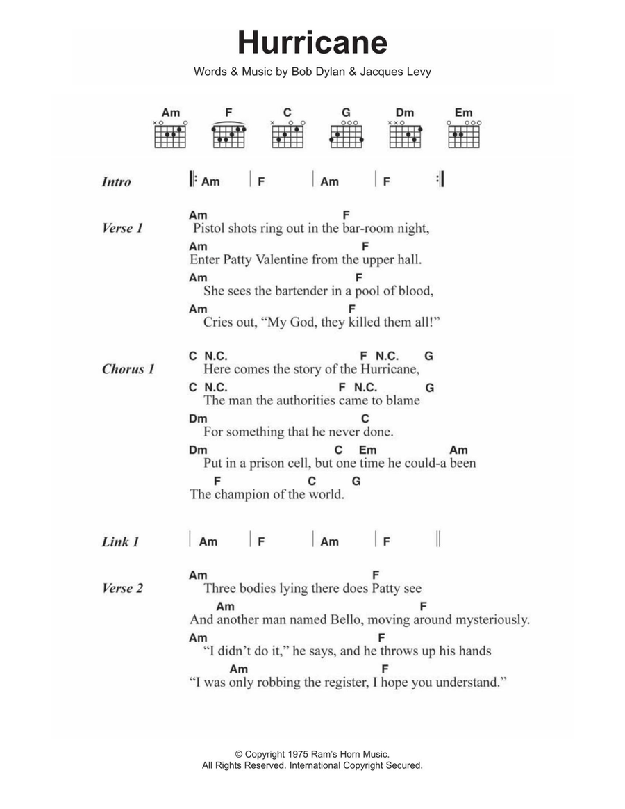 Hurricane Hurricane Acoustic Guitar scores gallery preview page 1