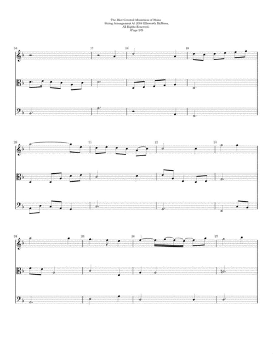 Mist-Covered Mountains of Home For Classical String Trio (Violin, Viola, and Cello) String Quartet scores gallery preview page 3