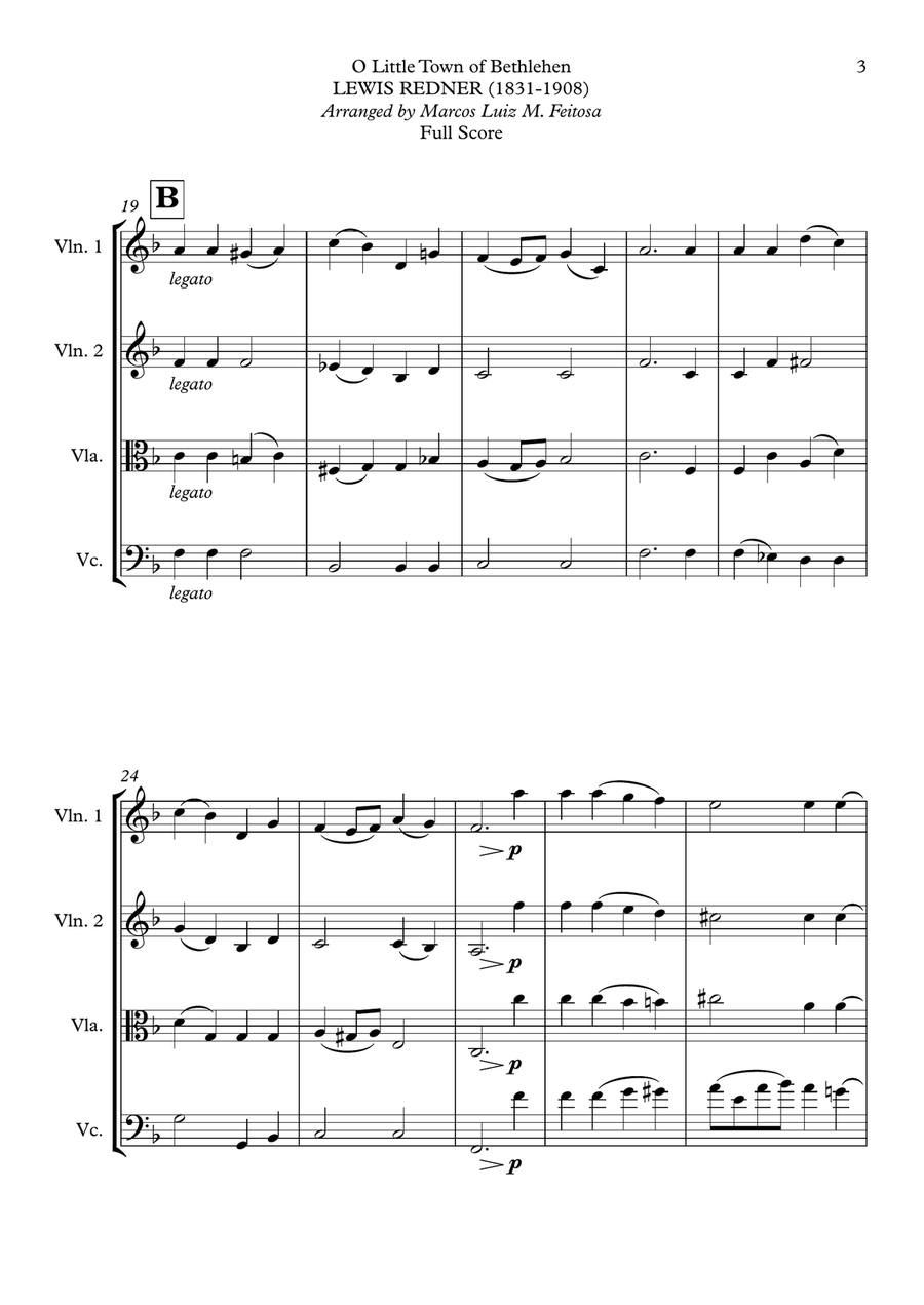 O Little Town of Bethlehem - String Quartet String Quartet scores gallery preview page 5