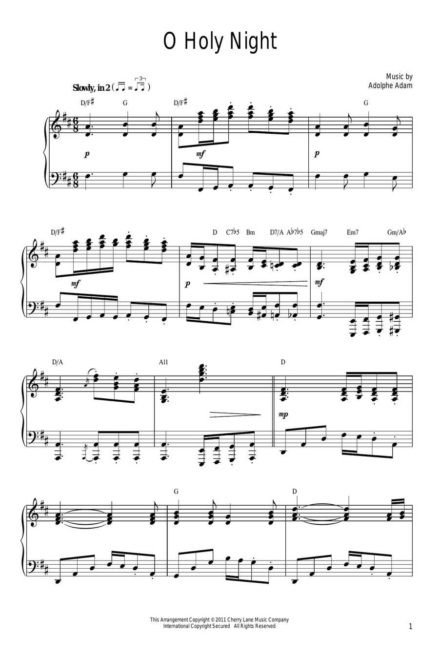 O Holy Night [Gospel version] Piano Solo scores gallery preview page 1