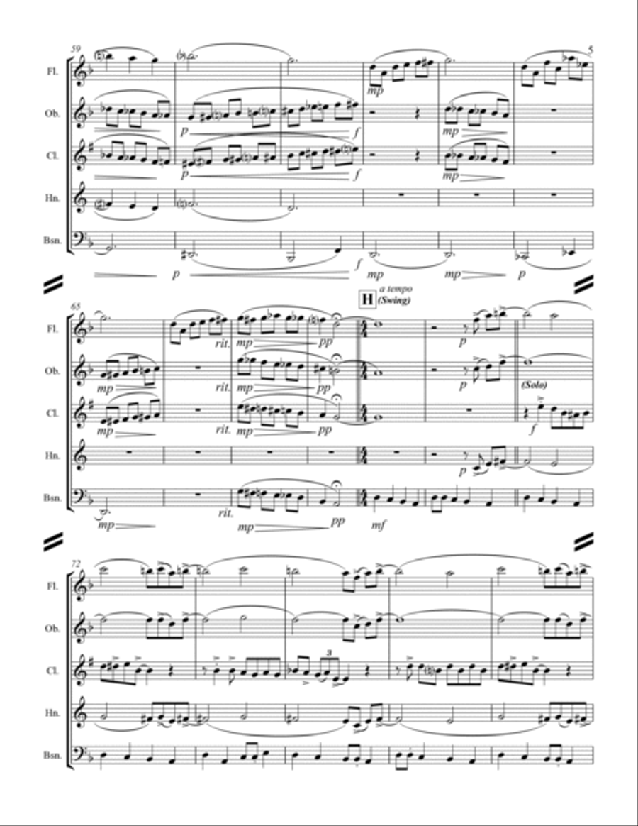 Smoke On The Water Woodwind Quintet scores gallery preview page 6