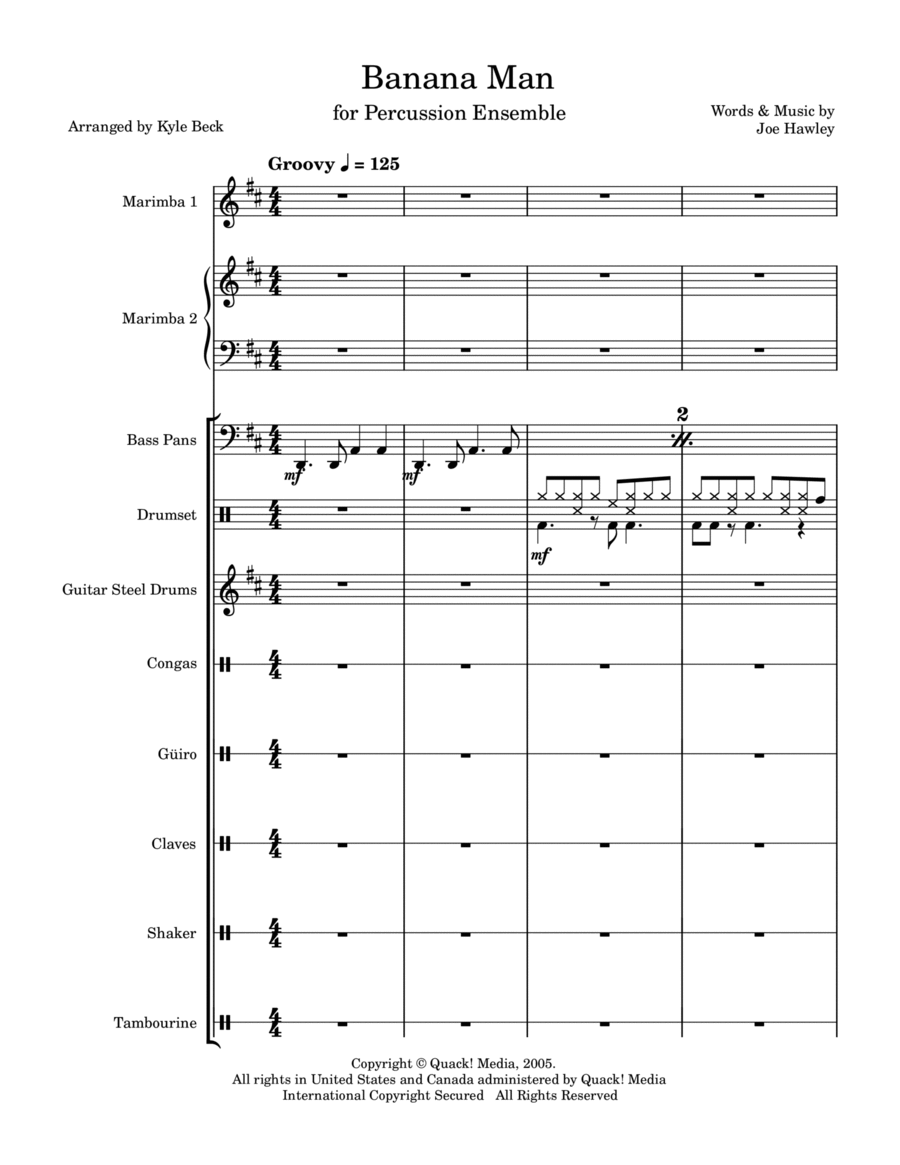 Banana Man Percussion Ensemble scores gallery preview page 1