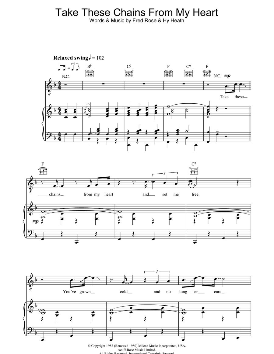 Take These Chains From My Heart Guitar scores gallery preview page 1