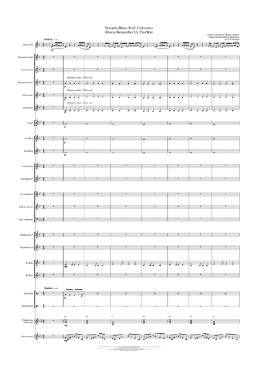 Always Remember Us This Way Brass Ensemble scores gallery preview page 1