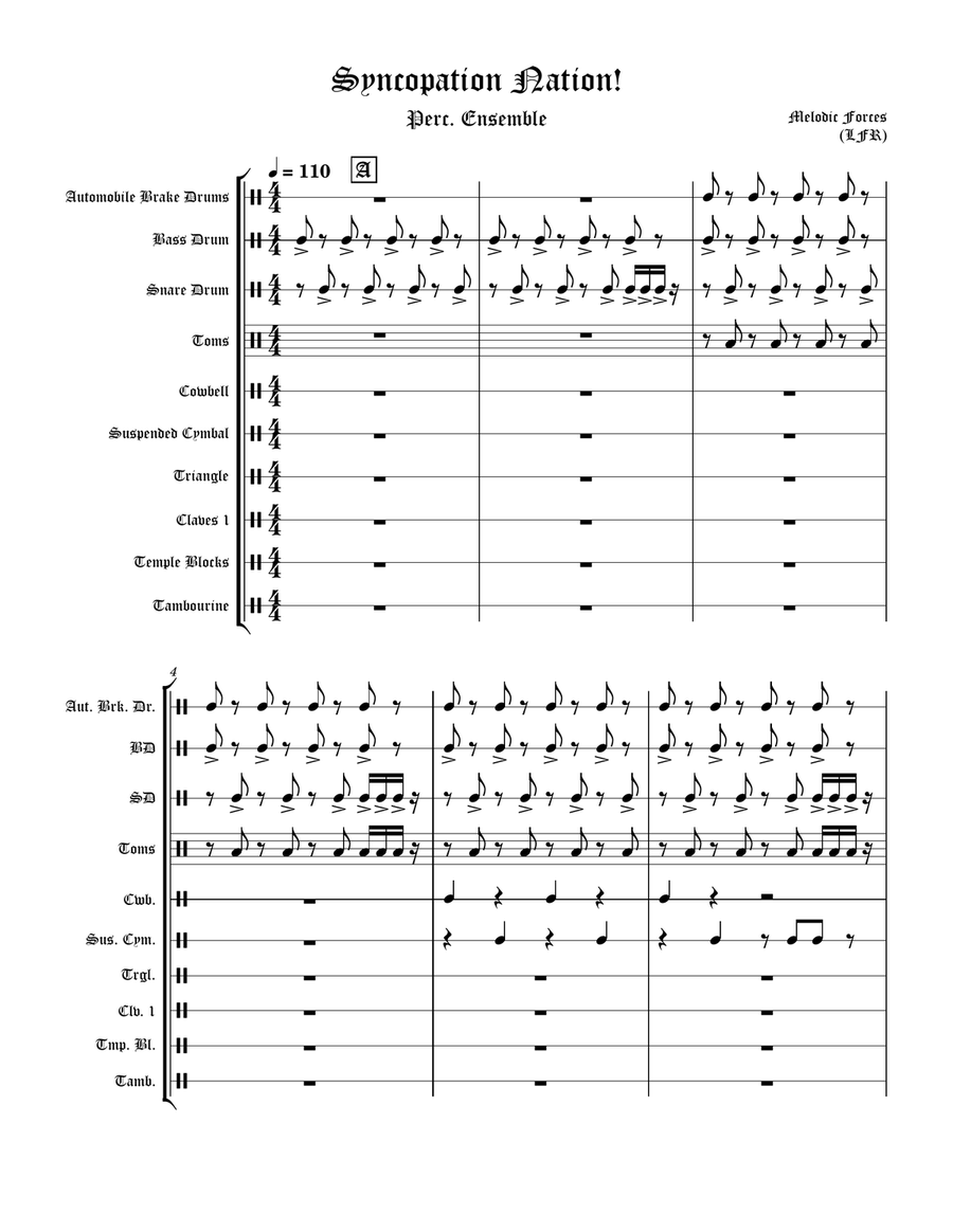 Syncopation Nation! Syncopation Nation! Percussion Ensemble scores gallery preview page 1