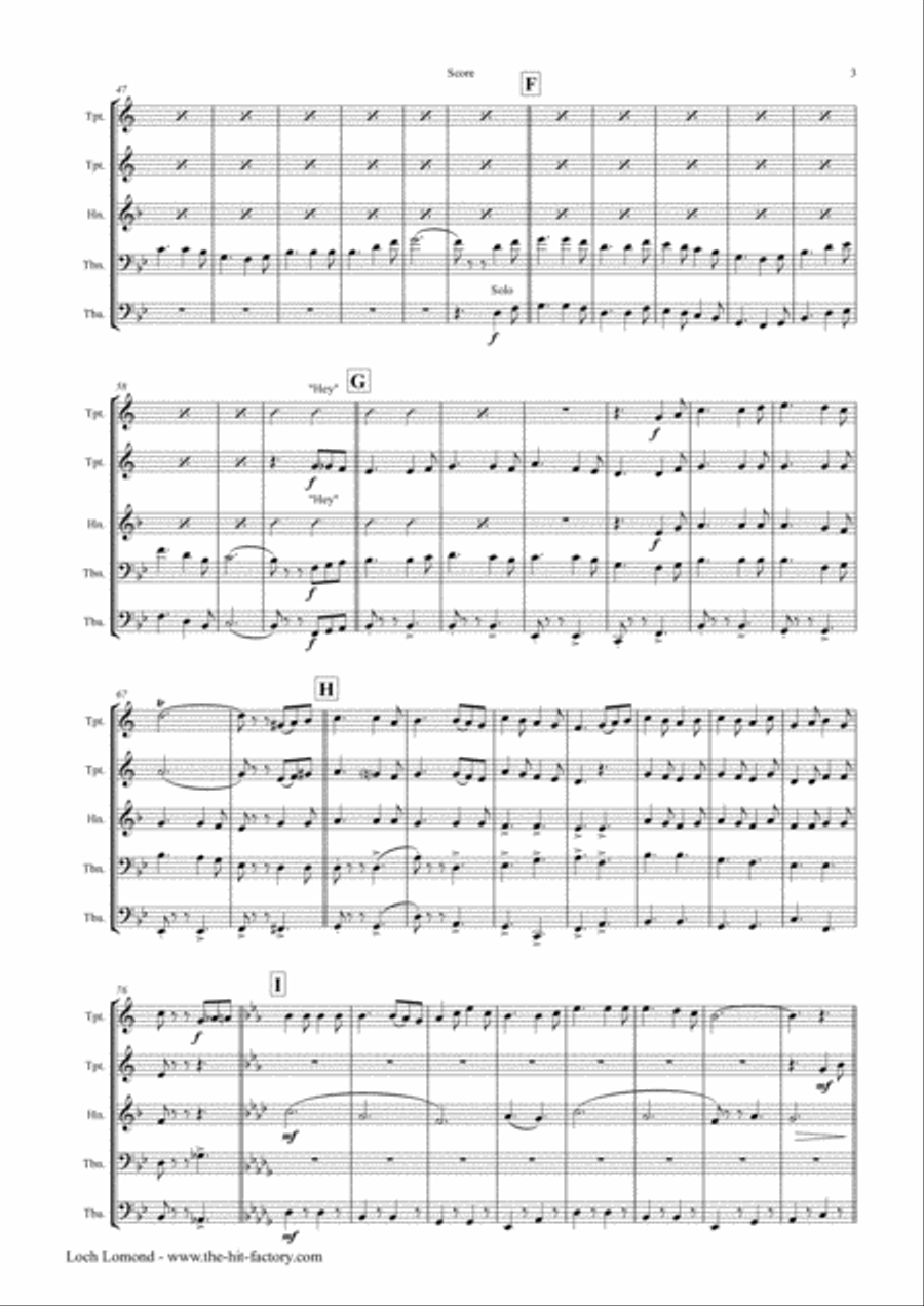 Loch Lomond - Celtic Traditional - Brass Quintet Brass Quintet scores gallery preview page 3