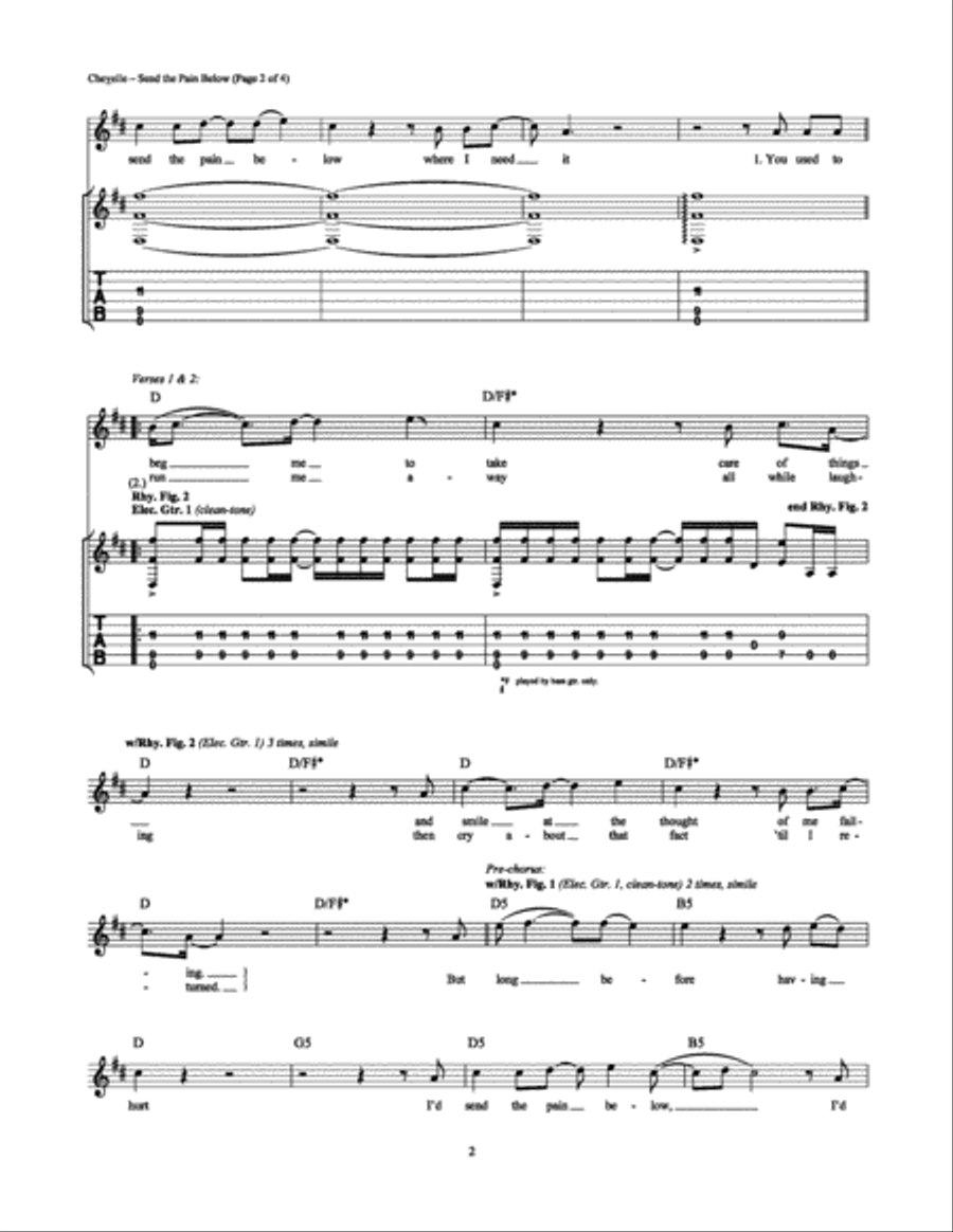 Send the Pain Below Electric Guitar scores gallery preview page 2