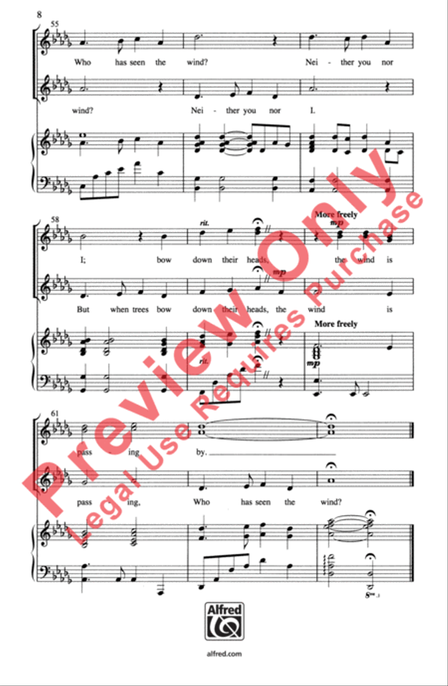 Who Has Seen the Wind? Women's Choir scores gallery preview page 8