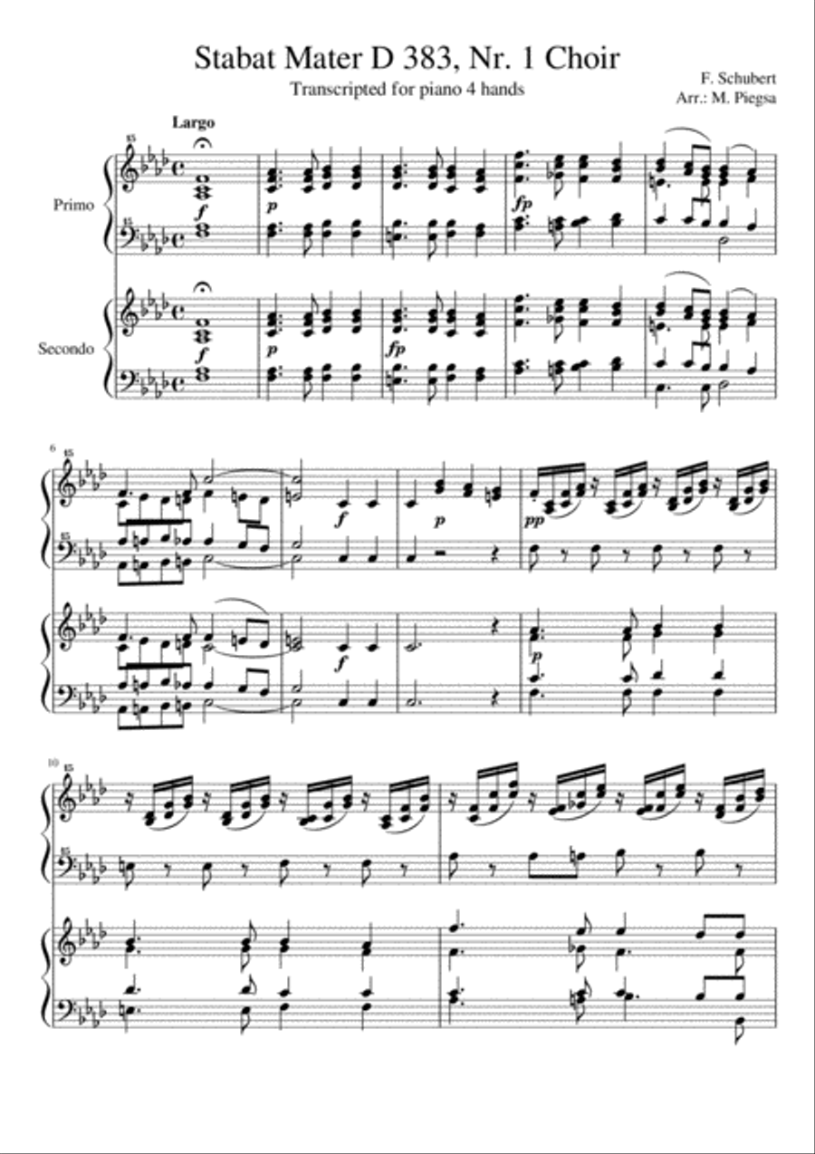 F. Schubert - Stabat Mater D383, Nr. 1 Choir, 2 Transcriptions (piano 2- and 4-hands) Choir scores gallery preview page 2